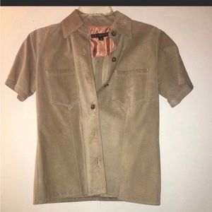 🧡Suede top jackets tan khaki 90s short sleeves XS small